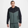 Nike Men's Tech Windrunner Woven Full-zip Jacket In Vintage Green/black/black