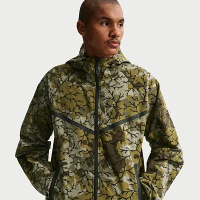 Nike Tech Woven Camo Zip Front Jacket In Green