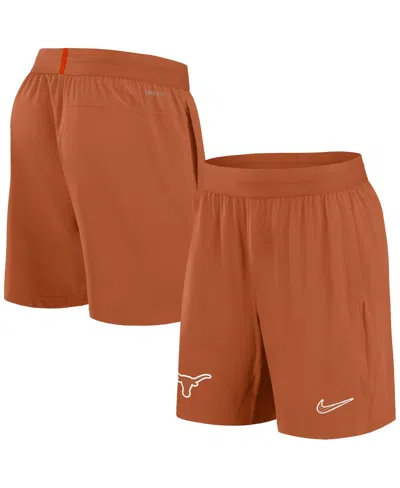 Nike Men's Texas Longhorns 2024 Sideline Performance Shorts In Burnt Orange,white