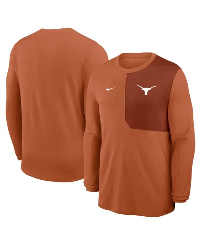Nike Kids' Men's Texas Orange Texas Longhorns 2025 Sideline Coach Uv Performance Long Sleeve T-shirt In Brown
