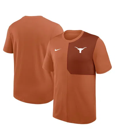 Nike Kids' Men's Texas Orange Texas Longhorns 2025 Sideline Uv Performance Coach T-shirt In Brown