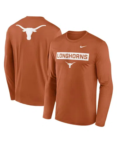 Nike Burnt Orange Texas Longhorns Primetime Campus 2-hit Legend Dri-fit Long Sleeve T-shirt