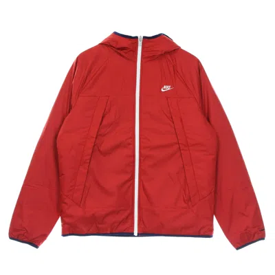 Nike Men's Therma Fit Legacy Reversible Hooded Jacket Gym Red/midnight Navy/sail Down Jacket
