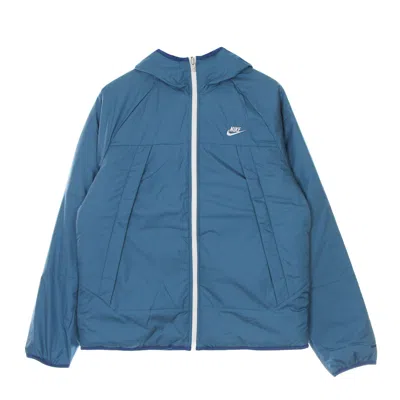 Nike Men's Therma Fit Legacy Reversible Hooded Jacket Rift Blue/saturn Gold/sail