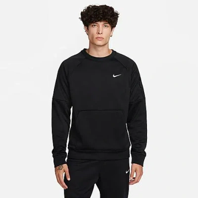Nike Men's Thermafit Fitness Crewneck Sweatshirt In Black/white