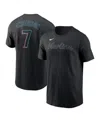 Nike Miami Marlins Men's Swoosh Wordmark T-shirt In Black