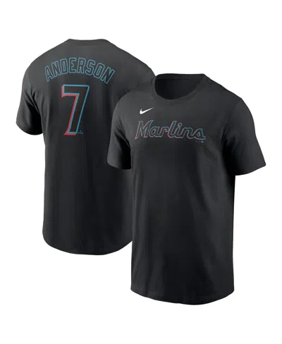 Nike Men's Tim Anderson Black Miami Marlins Fuse Name Number T-shirt