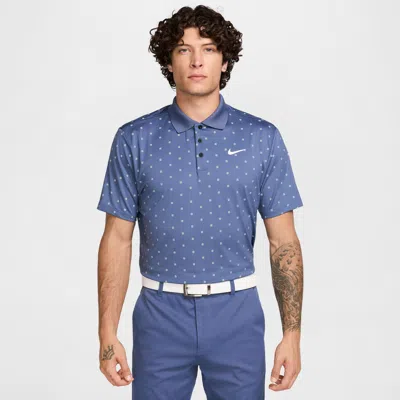 Nike Tour Print Polo Shirt Mens In Diffused Blue/white