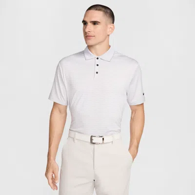 Nike Men's Tour Dri-fit Striped Golf Polo In White