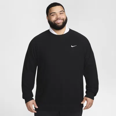 Nike Solo Swoosh Oversized Logo-embroidered Cotton-blend Jersey Sweatshirt In Black