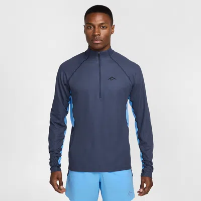 Nike Men's Trail Dri-fit 1/2-zip Mid Layer Top In Thunder Blue/university Blue