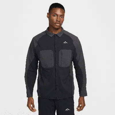 Nike Men's Trail Dri-fit Adv Uv Running Shirt Jacket In Black