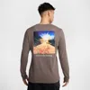 Nike Men's Trail Dri-fit Long-sleeve Running T-shirt In Grey