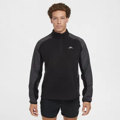 Nike Men's Trail Polartecâ® 1/4-zip Fleece Running Top In Black/anthracite