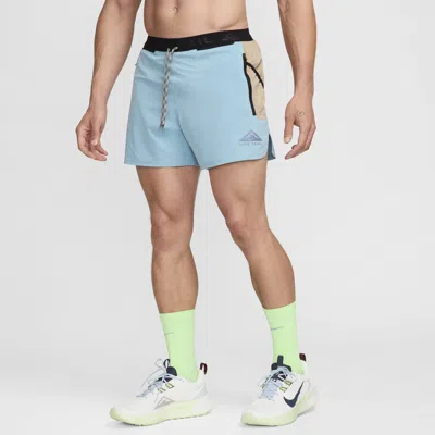 Nike Men's Trail Second Sunrise Dri-fit 5" Brief-lined Running Shorts In Denim Turquoise/khaki/black