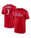 Nike Men's  Trea Turner Red Philadelphia Phillies 2023 Name And Number T-shirt In Red