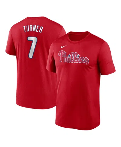 Nike Men's Trea Turner Red Philadelphia Phillies Legend Name And Number Home T-shirt