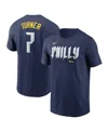 Nike Men's Trea Turner Royal Philadelphia Phillies 2024 City Connect Fuse Name Number T-shirt In Blue