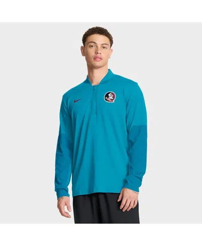 Nike Men's Turquoise Florida State Seminoles One Goal Performance Half-zip Pullover Sweatshirt In Blue