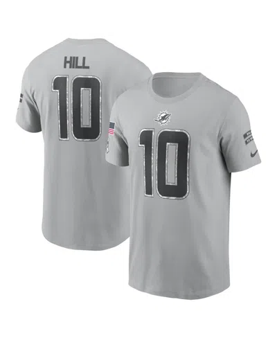 Nike Men's Tyreek Hill Gray Miami Dolphins 2024 Salute To Service Name Number T-shirt