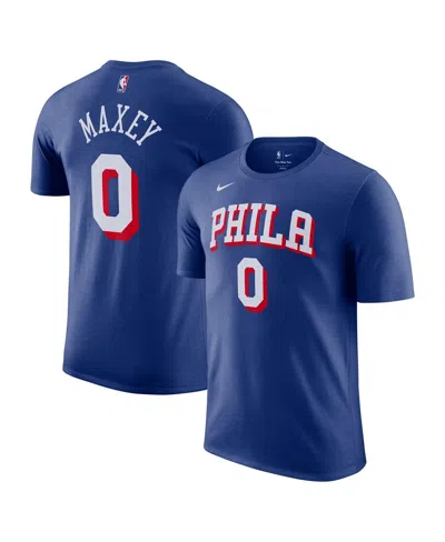 Nike Men's Tyrese Maxey Royal Philadelphia 76ers Icon Edition Name Number T-shirt