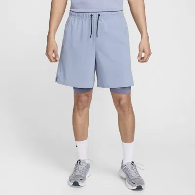 Nike Men's Unlimited Dri-fit 7" 2-in-1 Versatile Shorts In Ashen Slate/ Light Carbon