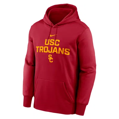 Nike Men's Usc Team Stacked Menâs  Therma College Pullover Hoodie In Red