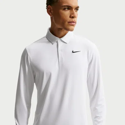 Nike Men's Velocity Dri-fit Long-sleeve Golf Polo In White