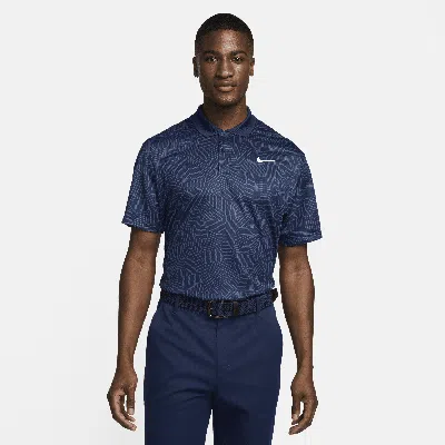 Nike Dri-fit Victory+ Geo Print Golf Polo In Blue