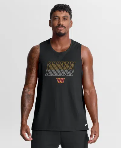 Nike Men's Washington Commanders Kickoff Miler Dri-fit Crewneck Screen-print Tank In Black