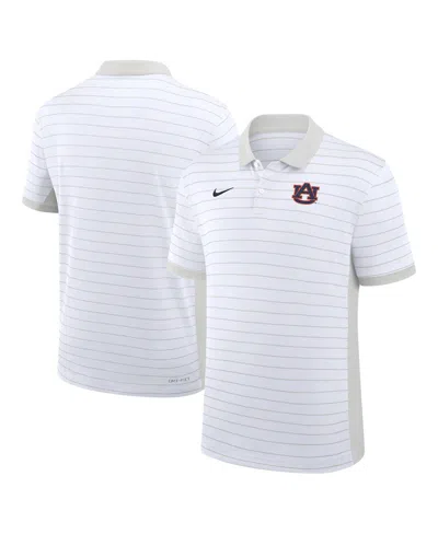 Nike Men's White Auburn Tigers 2025 Early Season Coaches Sideline Victory Stripe Dri-fit Polo Shirt