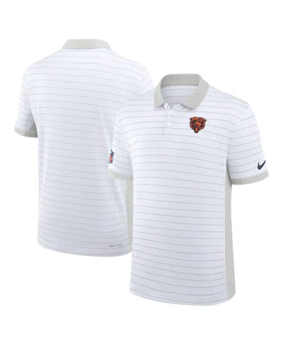 Nike Men's White Chicago Bears Sideline Victory Stripe Dri-fit Polo Shirt