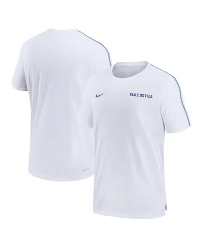 Nike Men's Duke Blue Devils 2024 Sideline Coach Performance T-shirt In White,royal