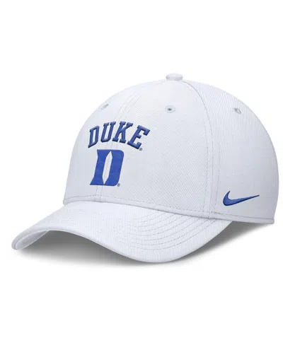 NIKE MEN'S WHITE DUKE BLUE DEVILS 2025 ON-FIELD RISE PERFORMANCE FLEX HAT