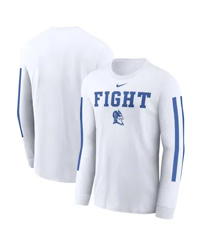 Nike Men's White Duke Blue Devils Local Spirit Slogan Long Sleeve T-shirt