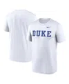 Nike Men's White Duke Blue Devils Primetime Evergreen Wordmark T-shirt In White