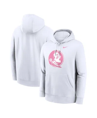 Nike Men's White Florida State Seminoles Pink Logo Club Fleece Hoodie ...