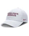 Nike Men's White Florida State Seminoles Rise Practice Adjustable Hat In White