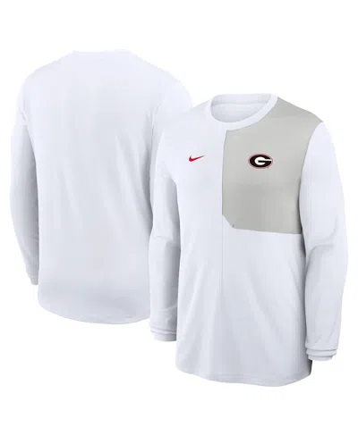 Nike Kids' Men's White Georgia Bulldogs 2025 Sideline Coach Uv Performance Long Sleeve T-shirt