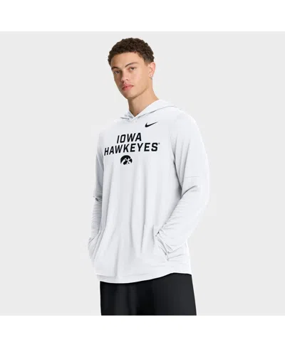 Nike White Iowa Hawkeyes 2025 Sideline Performance Long Sleeve Hoodie T-shirt