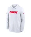 Nike White Kansas City Chiefs Sideline Pure Fury Performance Long Sleeve Hoodie T-shirt In White