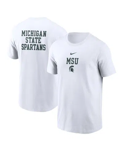 NIKE MEN'S WHITE MICHIGAN STATE SPARTANS 2-HIT STACKED T-SHIRT