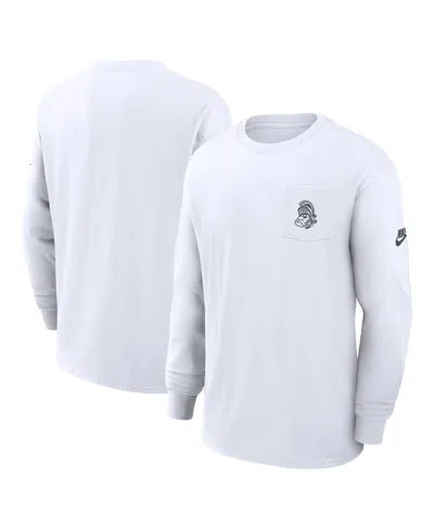 NIKE MEN'S WHITE MICHIGAN STATE SPARTANS LEGACY MAX90 POCKET LONG SLEEVE T-SHIRT