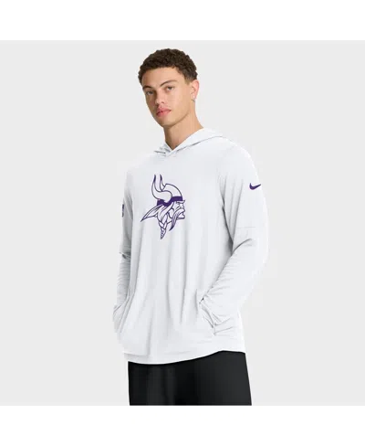 NIKE MEN'S WHITE MINNESOTA VIKINGS ALT PACK PASS ACCURACY PERFORMANCE LONG SLEEVE HOODIE T-SHIRT