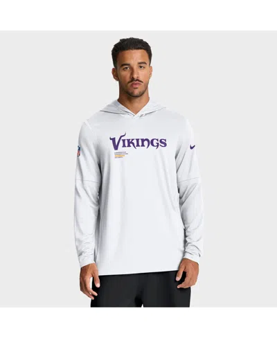 Nike White Minnesota Vikings Sideline Pure Fury Performance Long Sleeve Hoodie T-shirt