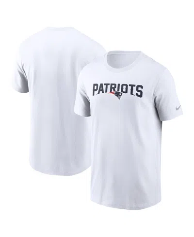 NIKE MEN'S WHITE NEW ENGLAND PATRIOTS PRIMETIME WORDMARK ESSENTIAL T-SHIRT