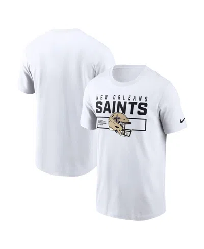 NIKE MEN'S WHITE NEW ORLEANS SAINTS PRIMETIME HELMET ESSENTIAL T-SHIRT