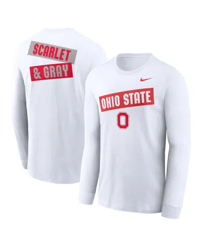 Nike Men's White Ohio State Buckeyes Two-hit Classic Location Long Sleeve T-shirt