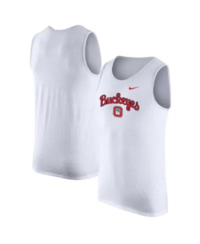 Nike Men's White Ohio State Buckeyes Vintage-like Logo Performance Tank Top