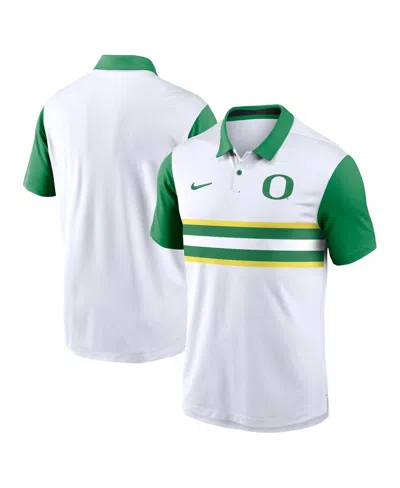 Nike Men's White Oregon Ducks Primetime Campus Vapor Performance Polo In White,green